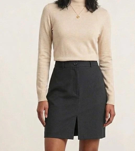 Falda Corta Recta Negra de Sastre